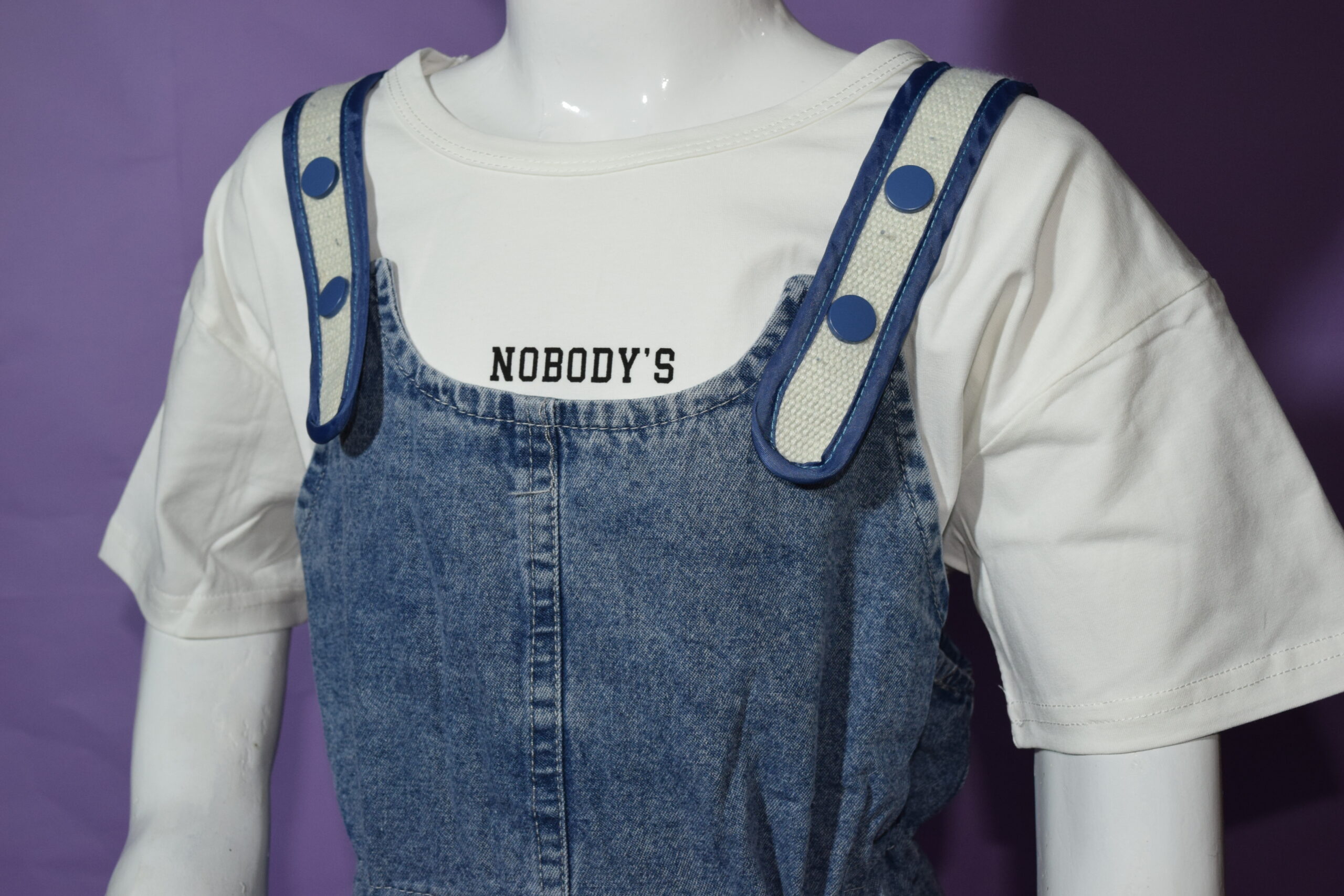 jean romper with white t shirt & bear (imported) jean romper with white t shirt & bear (imported)