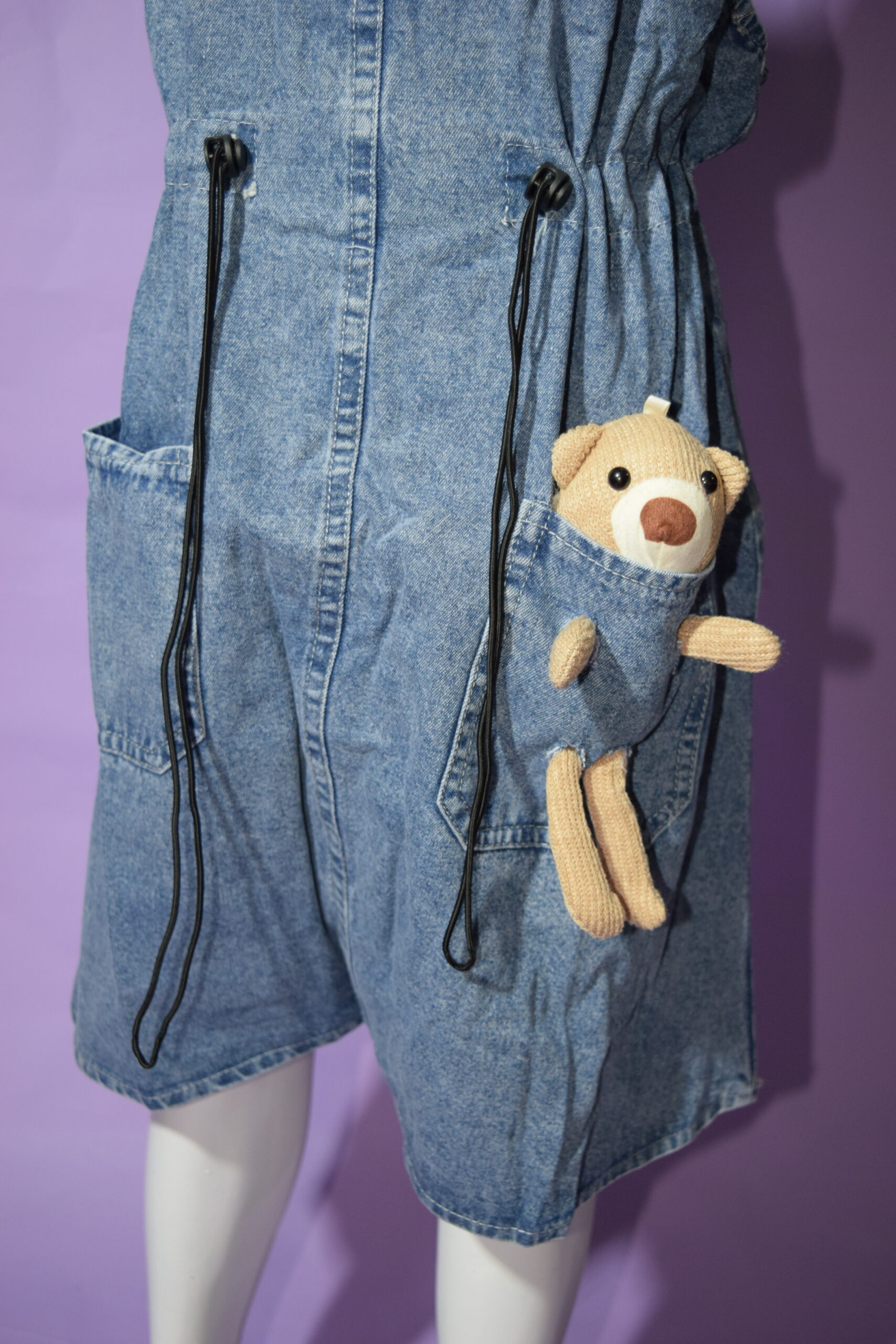 jean romper with white t shirt & bear (imported) jean romper with white t shirt & bear (imported)
