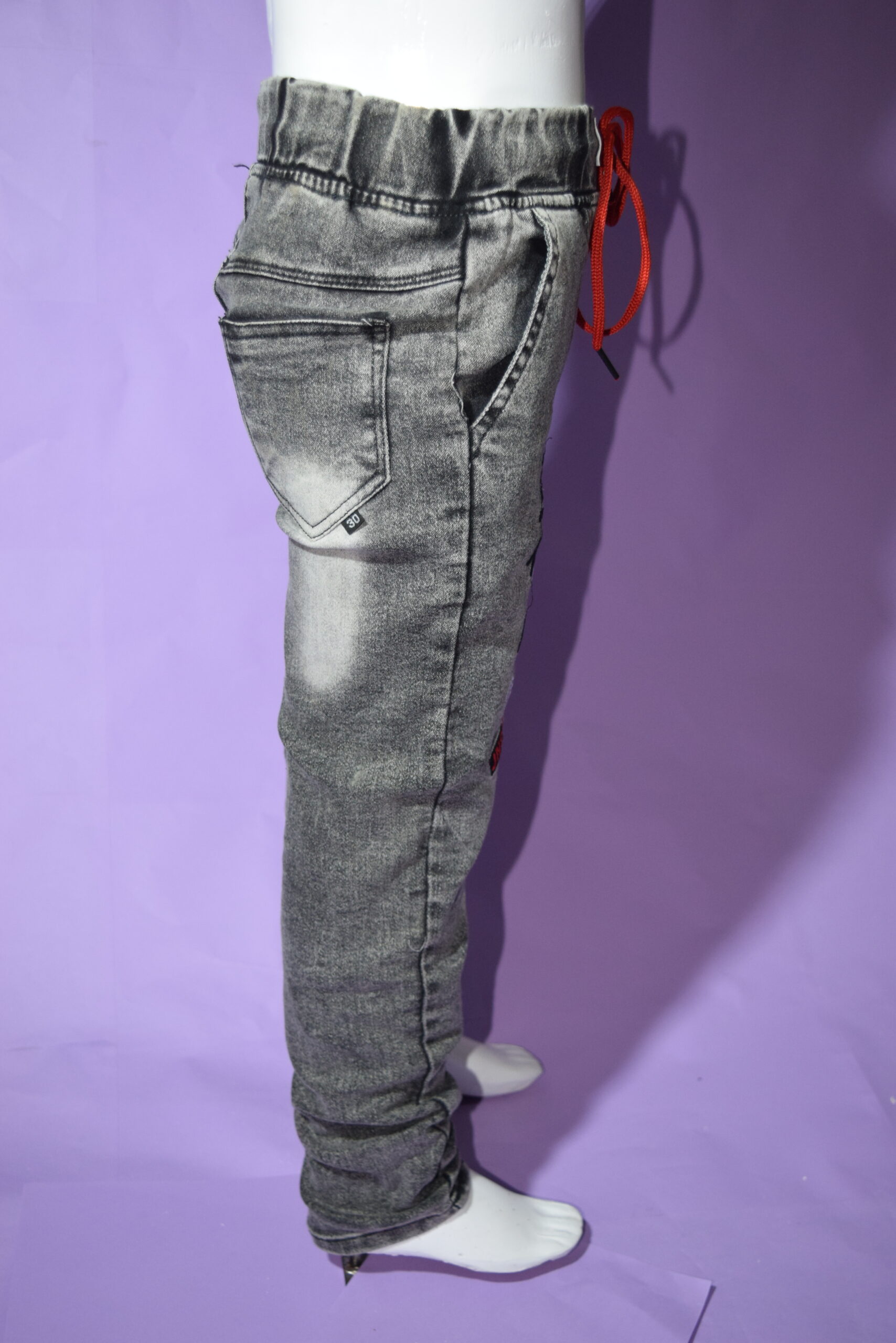 denim grey jeans (red & black embroidery) denim grey jeans (red & black embroidery)