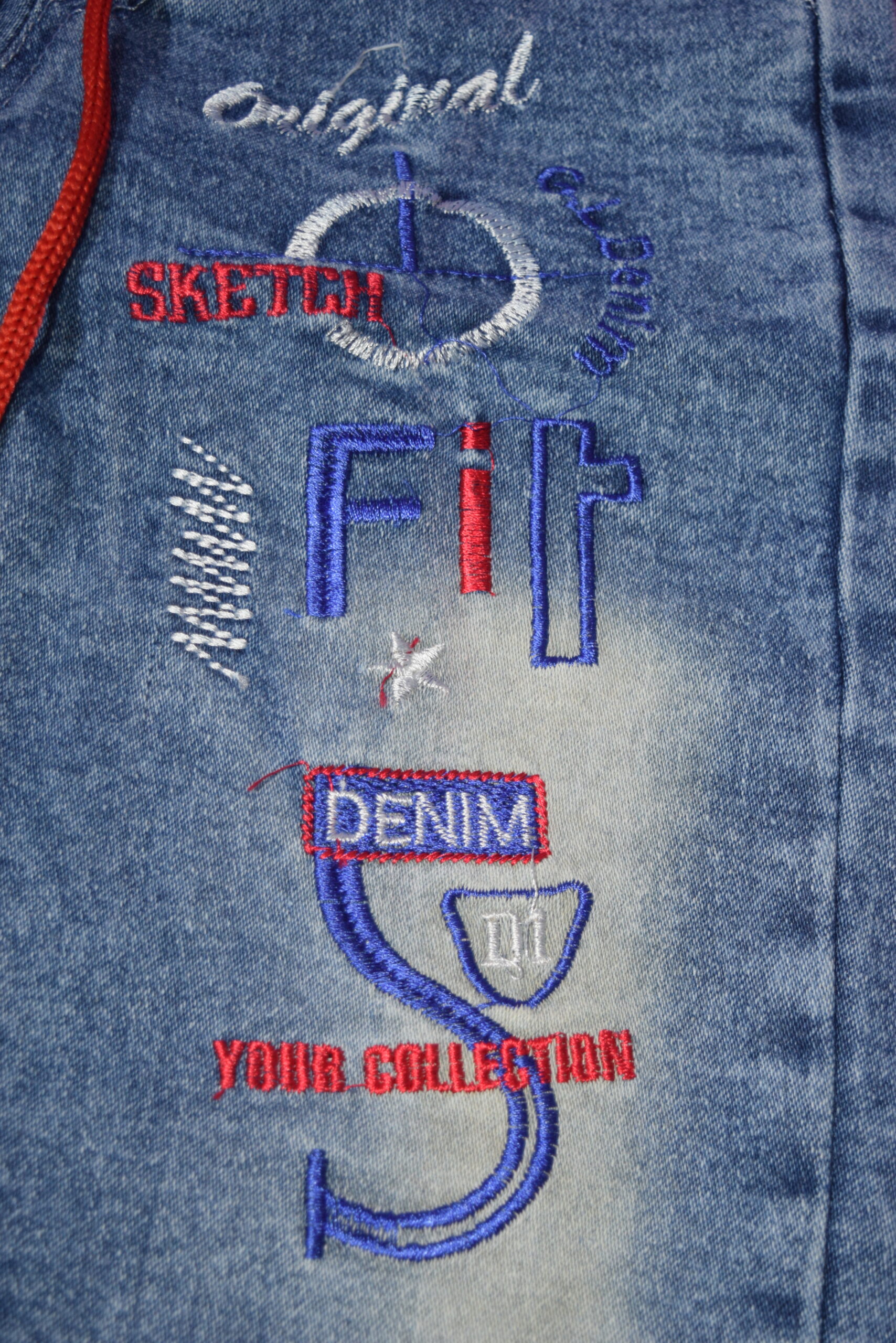 denim grey jeans (red & black embroidery) denim grey jeans (red & black embroidery)