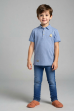 Light Blue Texture Polo (Imported) - Image 4