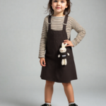 Dark Brown Romper with Lining Shirt & Bear (Imported)