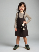 Dark Brown Romper with Lining Shirt & Bear (Imported)