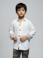 White Textured Casual Shirt