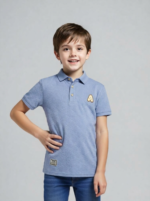Light Blue Texture Polo (Imported) - Image 3