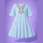 Blue Embroidered Frock (Imported)
