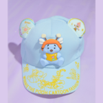 Blue Kids Cartoon Cap with Cute 3D Bear (Imported)