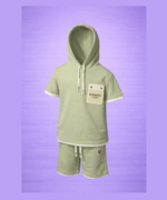 Sage Green & Skin Co-ord Shorts Set (Imported) - Image 2