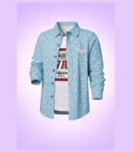 Light Blue Double Layer Casual Shirt (Imported) - Image 2