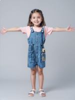Pink with Jeans Romper with Bear (Perfect) (Imported) - Image 3