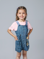 Pink with Jeans Romper with Bear (Perfect) (Imported) - Image 4