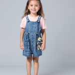 Pink with Jeans Romper with Bear (Perfect) (Imported)