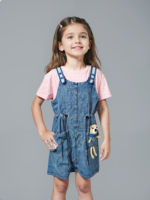 Pink with Jeans Romper with Bear (Perfect) (Imported) - Image 5
