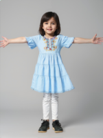Blue Embroidered Frock (Imported) - Image 3