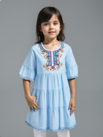 Blue Embroidered Frock (Imported) - Image 4