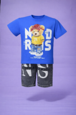 Blue & Grey Jeans Short Set (Imported) - Image 2