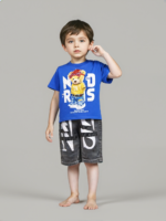 Blue & Grey Jeans Short Set (Imported) - Image 3