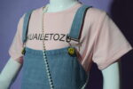 Jeans Romper with Pink T-Shirt & Hanging Bear (Imported) - Image 8