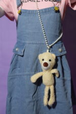 Jeans Romper with Pink T-Shirt & Hanging Bear (Imported) - Image 6