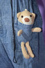 Jeans Romper with White T-Shirt & Bear (Imported) - Image 6