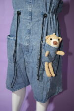 Jeans Romper with White T-Shirt & Bear (Imported) - Image 10