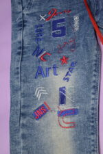 Denim Grey Jeans (Red & Black Embroidery) - Image 3