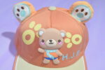 Orange and Skin Kids Cartoon Cap with Cute 3D Bear (Imported) - Image 2
