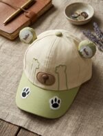 Skin & Olive Green Kids Cartoon Cap (Imported)