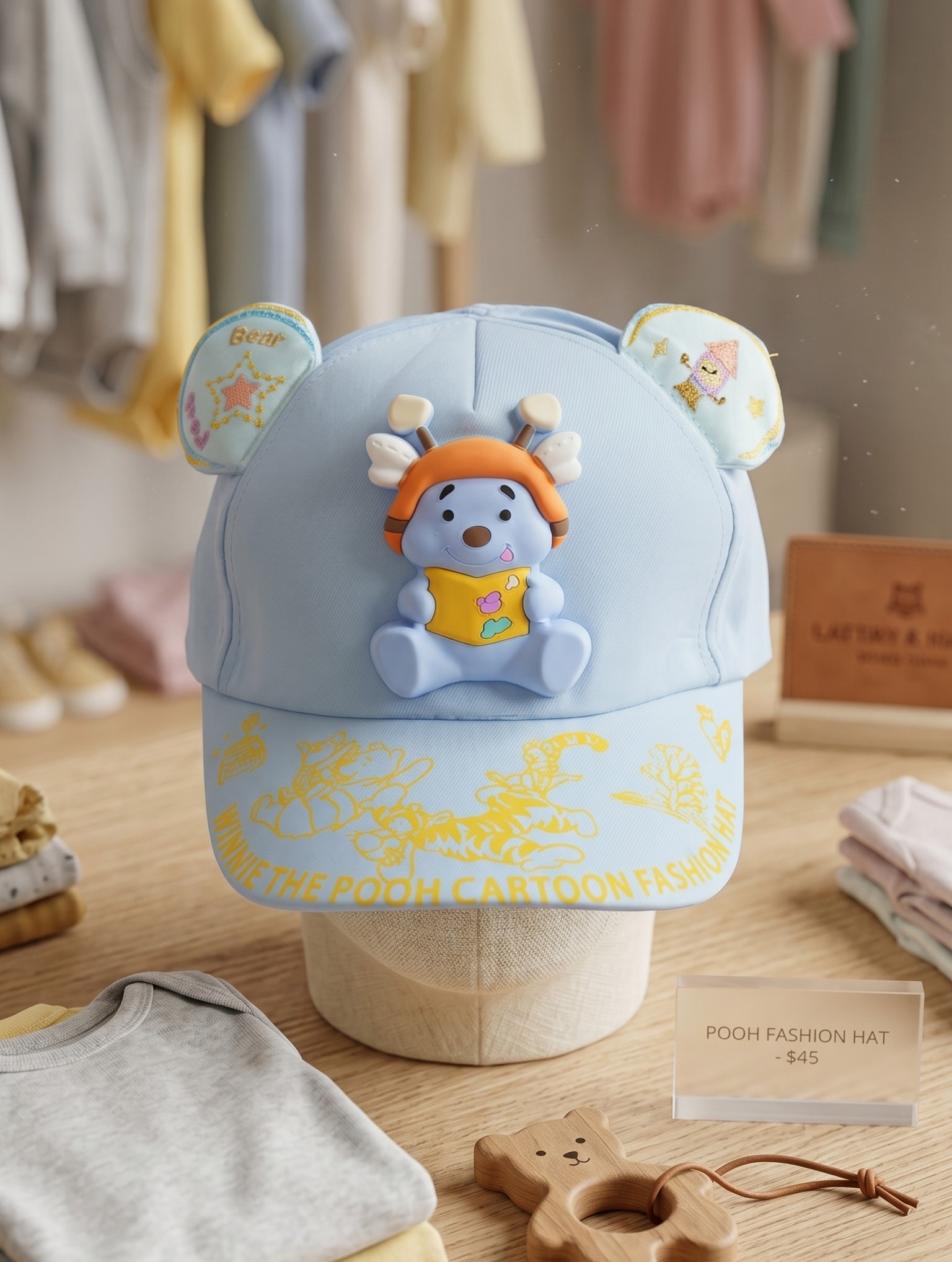 change_the_environment_in_the_202605291514r Blue Kids Cartoon Cap with Cute 3D Bear (Imported) - Image 1