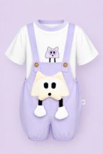 Purple Cotton Romper Set (Premium Cotton) Imported - Image 2