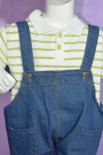 White Lining Shirt with Jean Romper (Imported) - Image 6