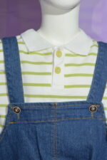 White Lining Shirt with Jean Romper (Imported) - Image 4