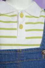 White Lining Shirt with Jean Romper (Imported) - Image 3