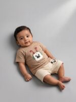 Tea Pink & Baige Short Set – Premium Cotton (Imported)